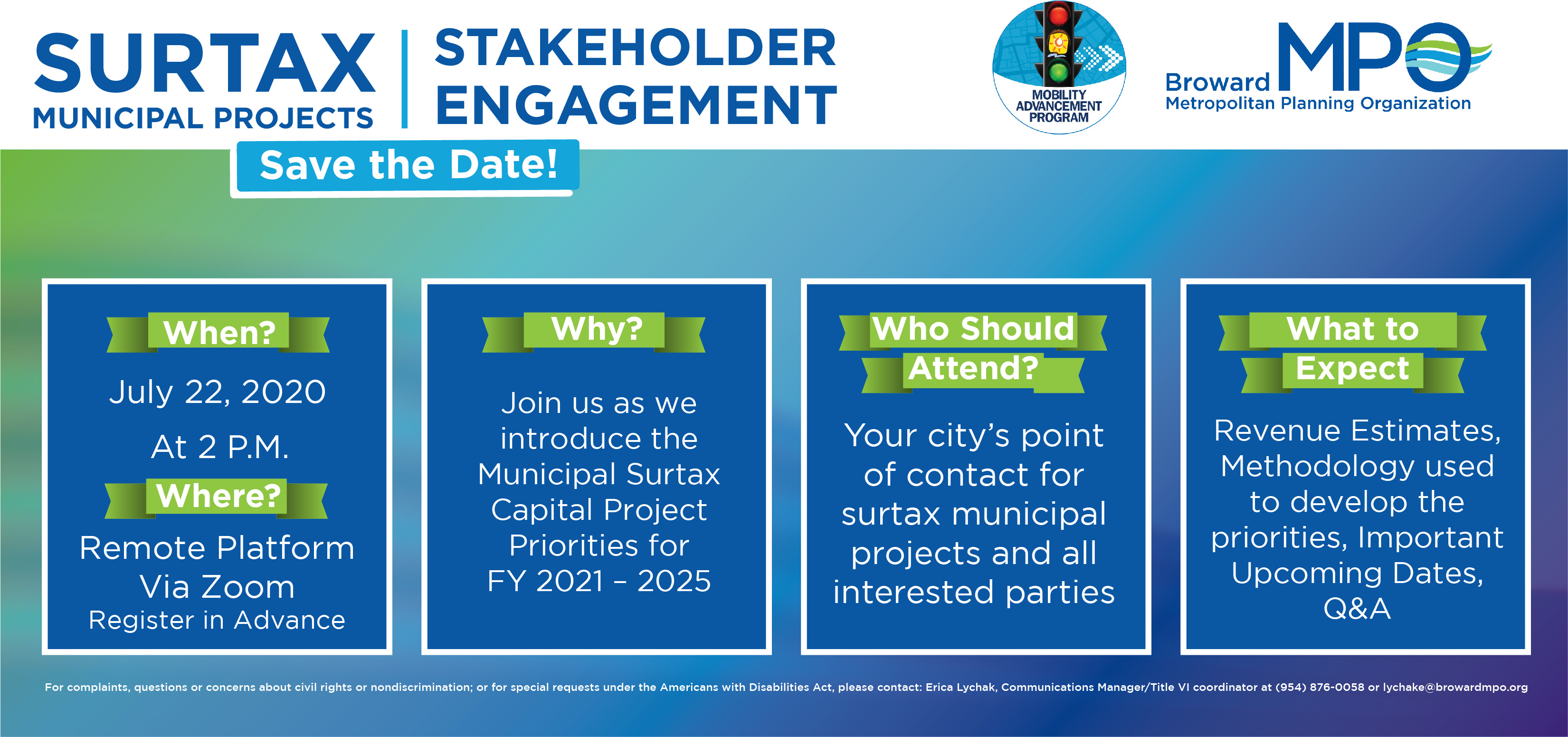 July Municipal Surtax Stakeholder Engagement Flyer