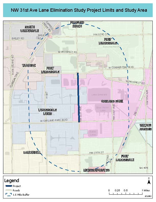 Lane Elimination Study Area Map